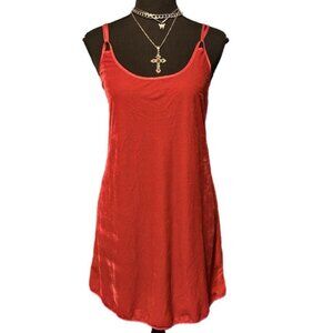 velour red vintage slip mini dress